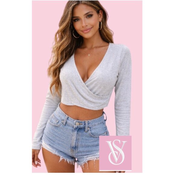 Victoria's Secret Tops - Victoria’s Secret Super Soft Faux-Wrap "ballet" crop top (from set) - NEW! XL